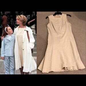 New vintage Liz Claiborne 90's wool drop waist pinstripe asymmetric shift dress